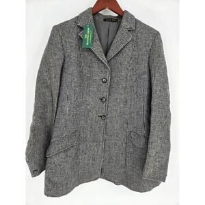 Gray Black Wool Blazer Rosette by Matlock & Brown Men's Measures 38 Chest